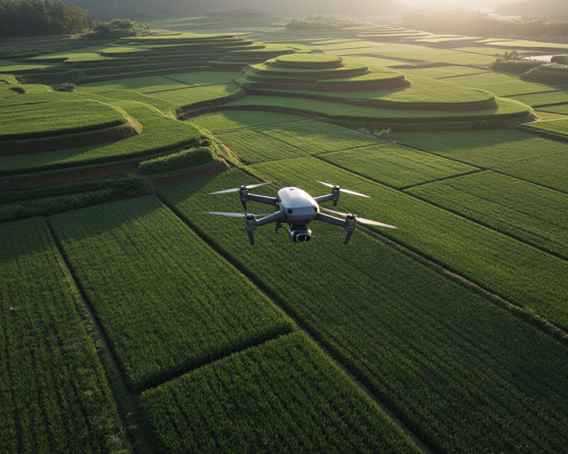High-tech Drone Surveying Korean Farmland