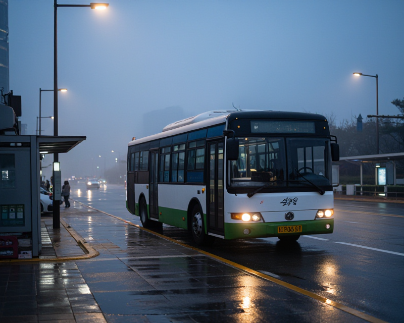 Dawn in Seoul Bus Stop