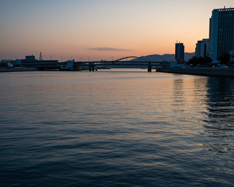 Busan North Port Canal at Twilight